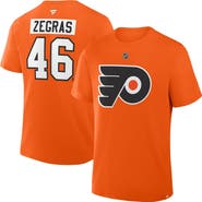 FANATICS Men's Fanatics Trevor Zegras Orange Philadelphia Flyers Authentic Stack Name & Number T-Shirt