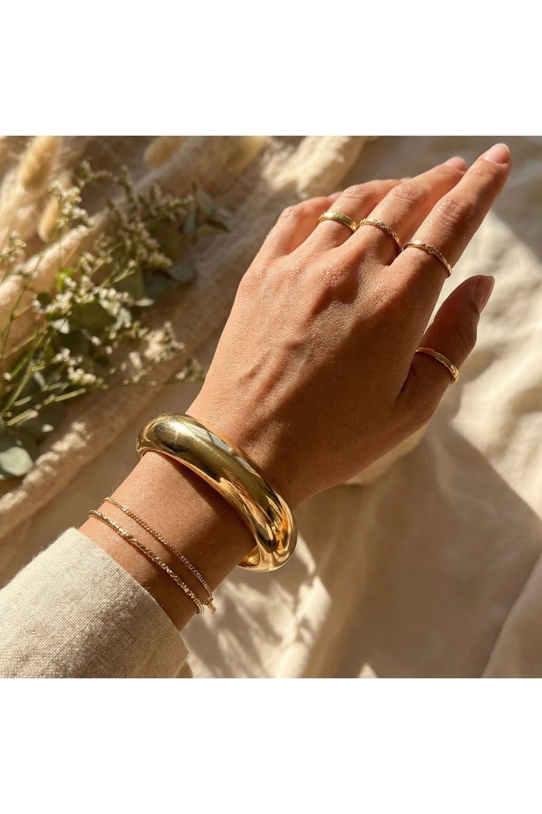 Heavy Weight Thick 1" 18k Gold Plated Bangle, Alternate, color, 18k Yellow Gold