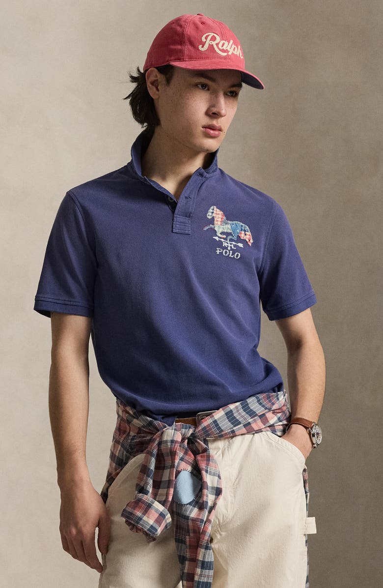 Polo Ralph Lauren Classic Fit Horse Appliqué Polo Shirt, Alternate, color, Light Navy