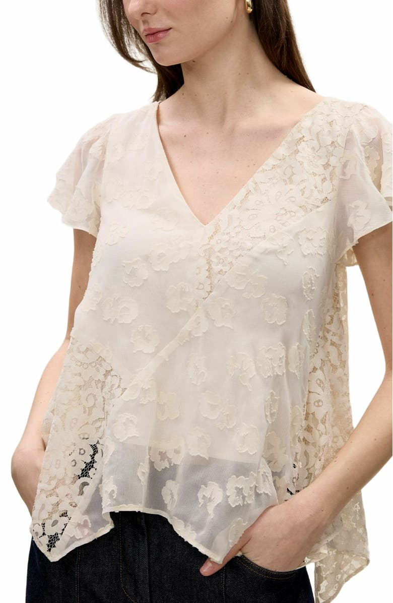 Rebecca Taylor Marielle Lace Blouse, Alternate, color, Ivory