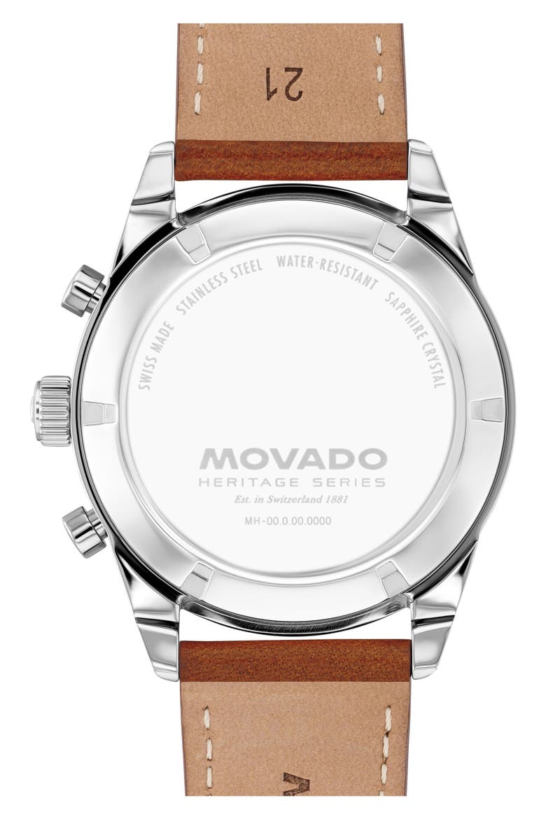 Calendoplan S Chronograph Leather Strap Watch, 42mm, Alternate, color, BLACK