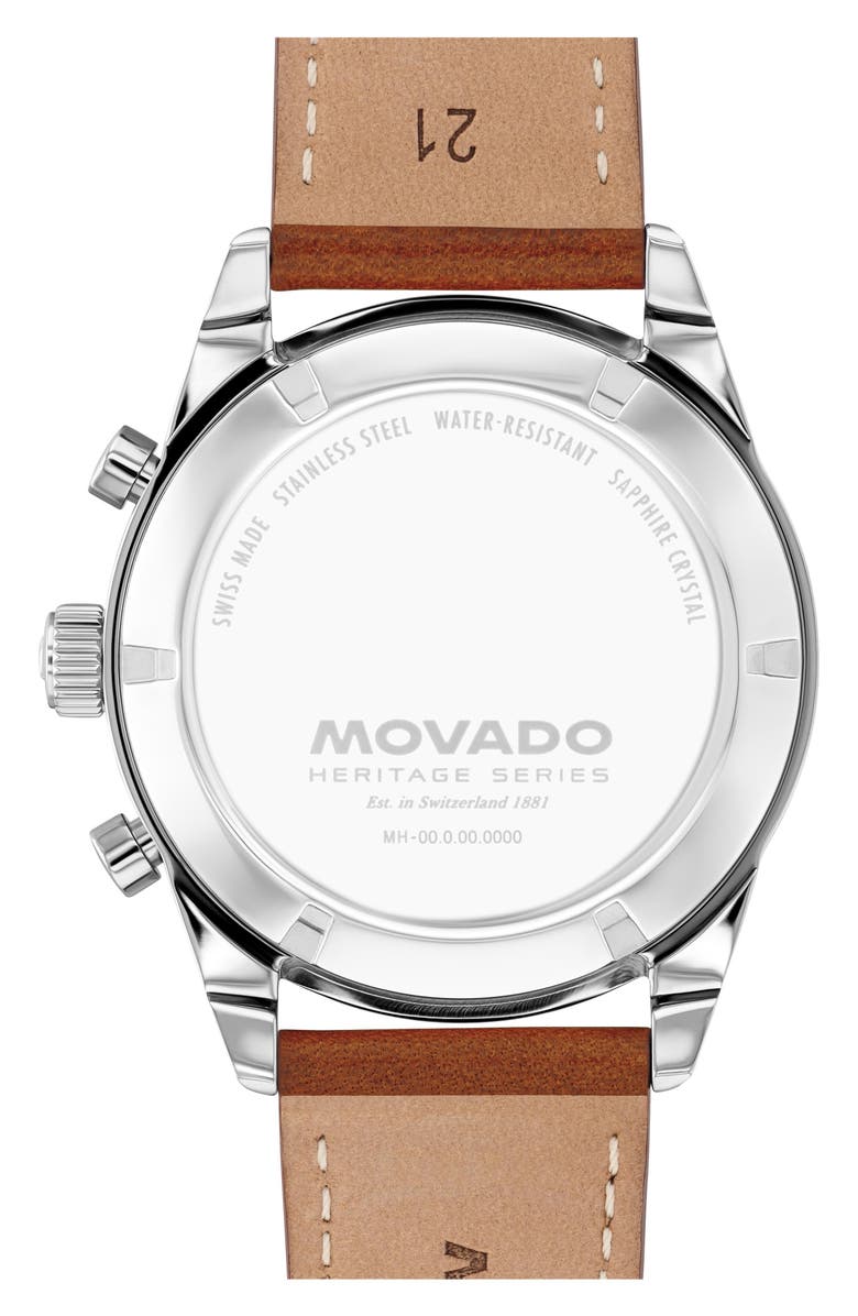Movado Calendoplan S Chronograph Leather Strap Watch, 42mm, Alternate, color, 
