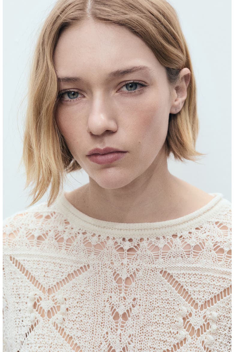 Openwork Sweater, Alternate, color, ECRU