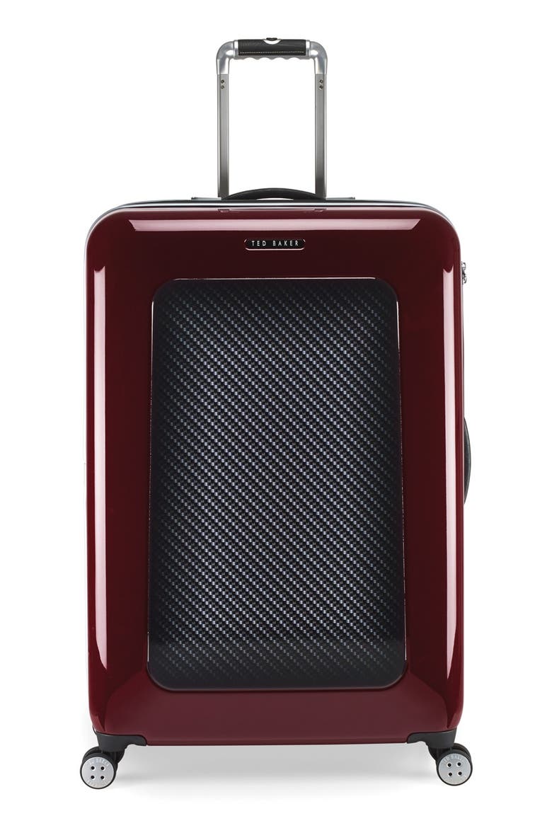 'Large Burgundy' Four Wheel Suitcase, Main, color, BURGUNDY