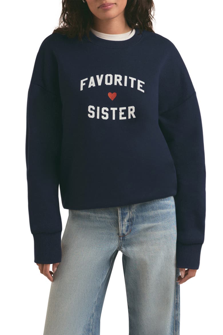Favorite Sister Heart Logo Sweatshirt, Main, color, NAVY