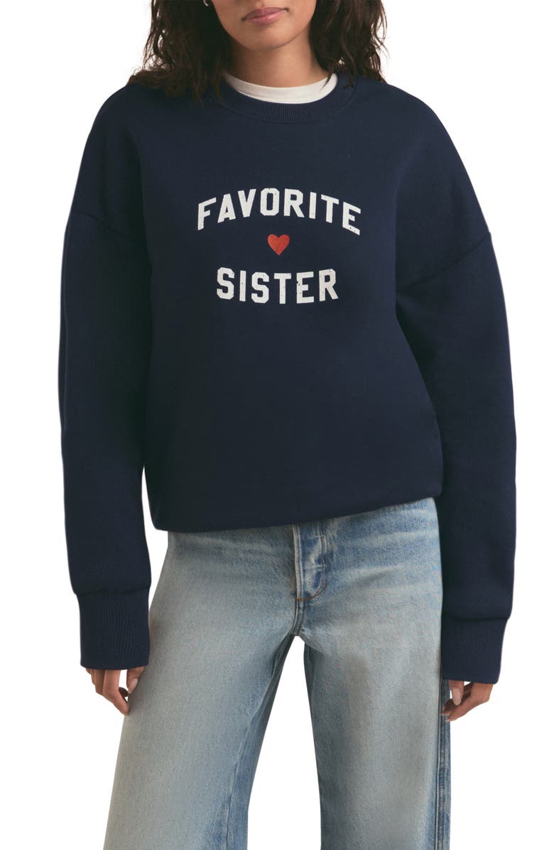 Favorite Daughter Favorite Sister Heart Logo Sweatshirt, Main, color, Navy