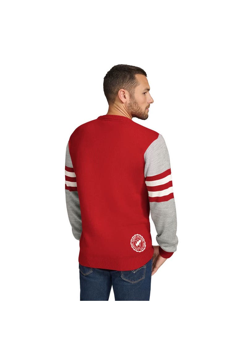 Men's Tommy Hilfiger Scarlet/Heather Gray San Francisco 49ers Acrylic Crewneck Pullover Sweater, Alternate, color, Scarlet