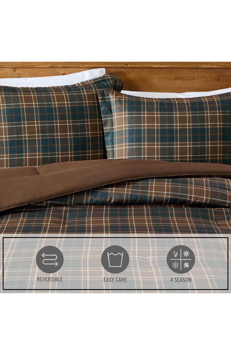 Eddie Bauer Huntley Plaid Reversible Microfiber Comforter Set, Alternate, color, Brown Check