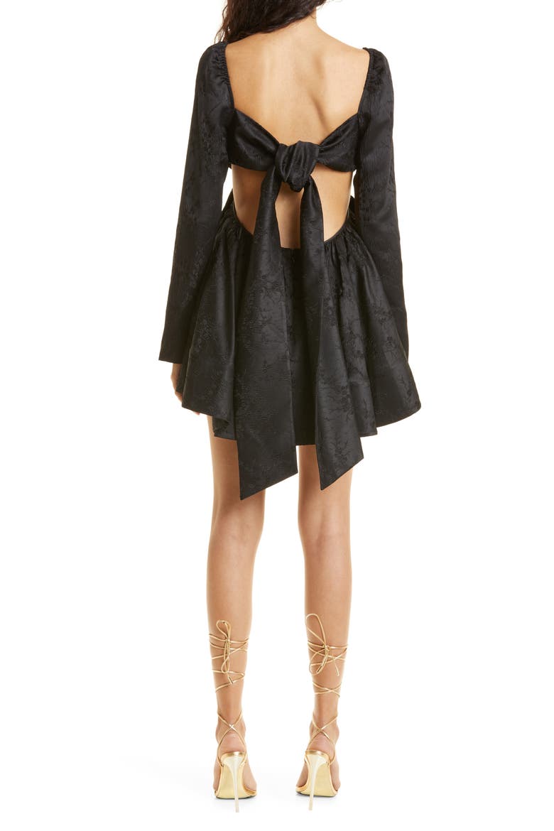 Lena Cutout Long Sleeve Minidress, Alternate, color, BLACK
