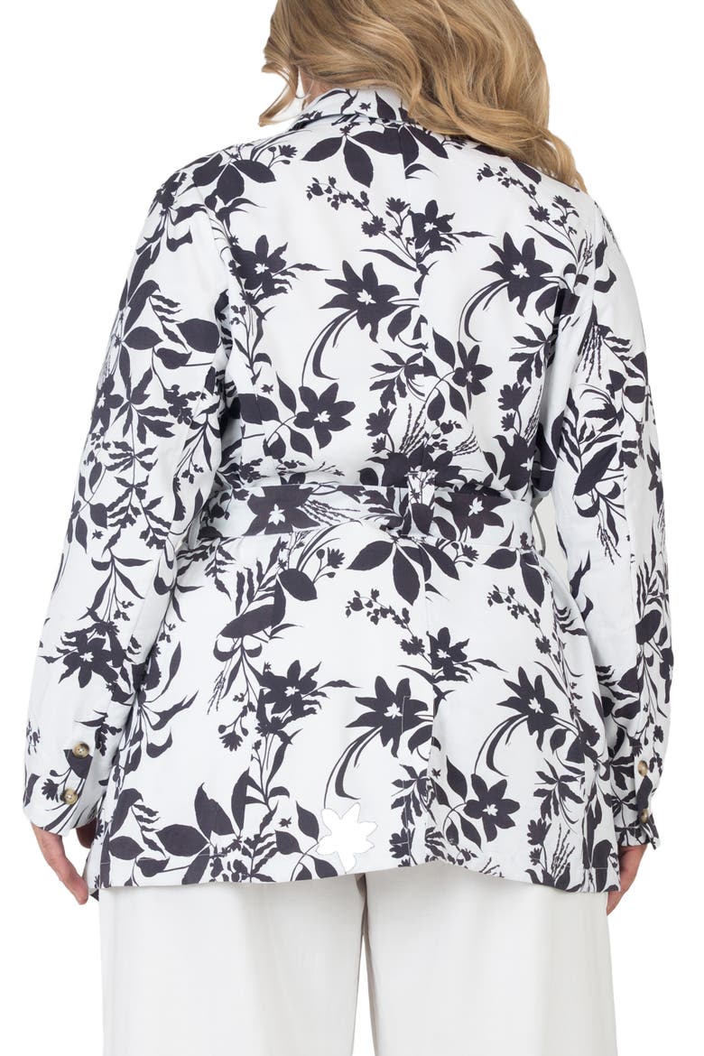 Belted Blazer, Alternate, color, BLACK WHITE FLORAL
