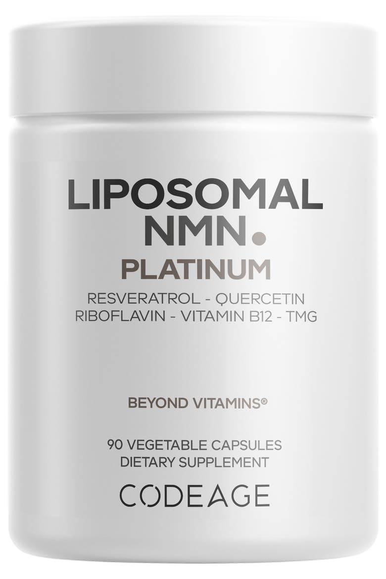 Liposomal NMN Supplement, NAD precursor, Resveratrol, Betaine, Riboflavin & B12, Quercetin, 90 ct, Main, color, White