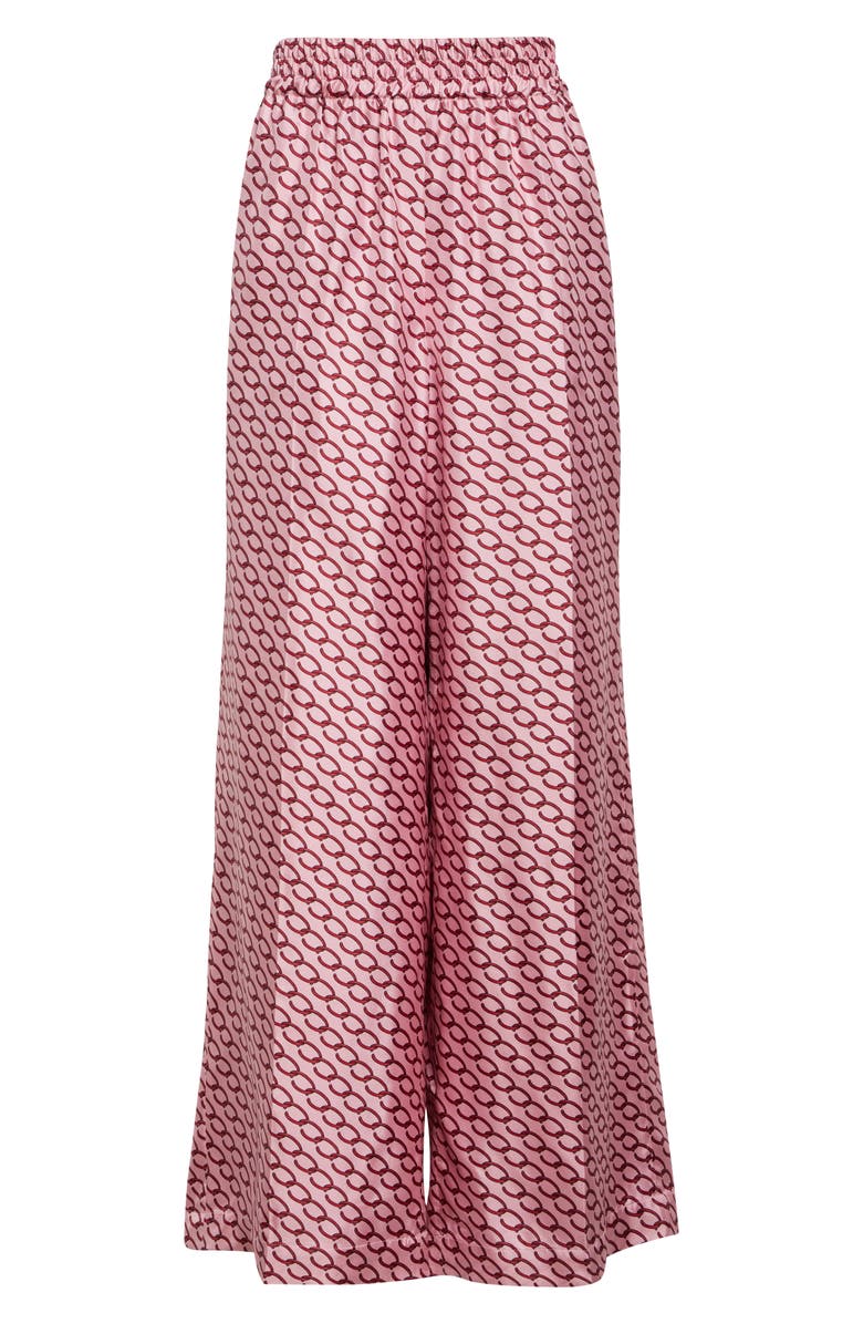 Oscar de la Renta Oscar Chain Print Silk Wide Leg Pants, Alternate, color, 