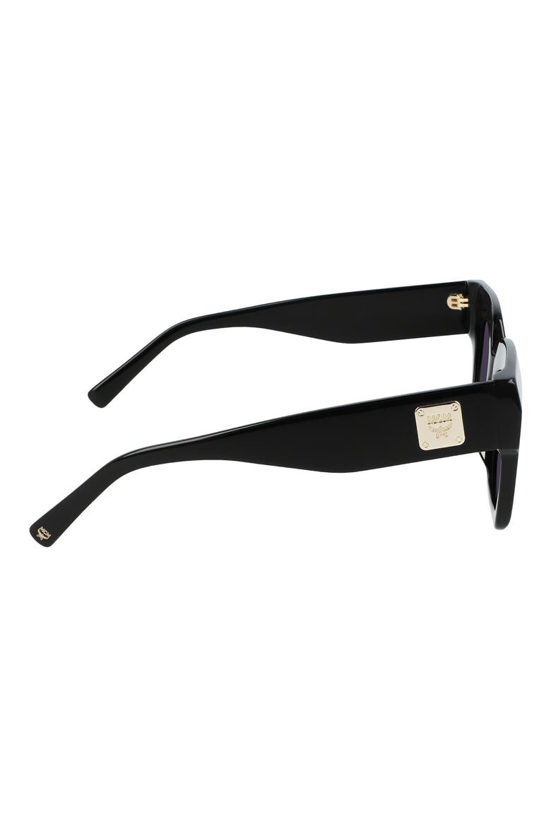 51mm Logo Plaque Square Sunglasses, Alternate, color, BLACK