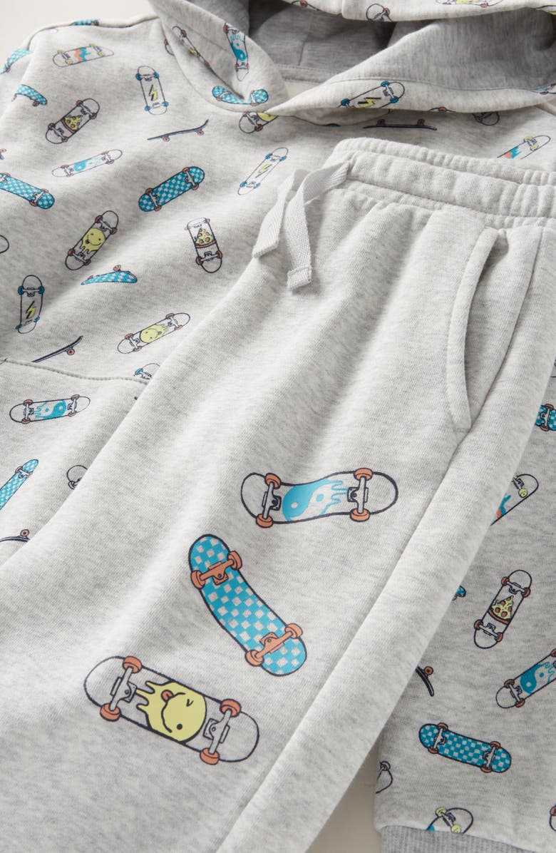 Tucker + Tate Kids' Printed Kanga Sweatshirt & Sweatpants Set, Alternate, color, Grey Skateboard Trick