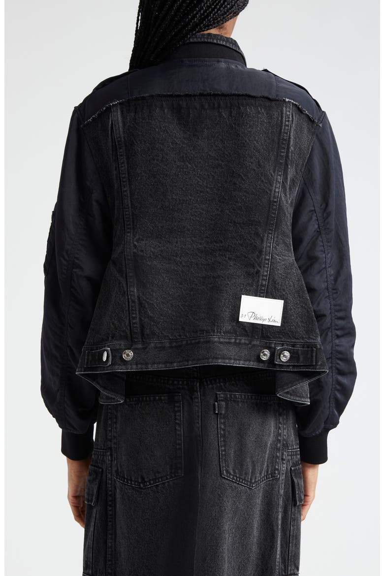Hybrid Denim Flight Jacket, Alternate, color, WASHED BLACK
