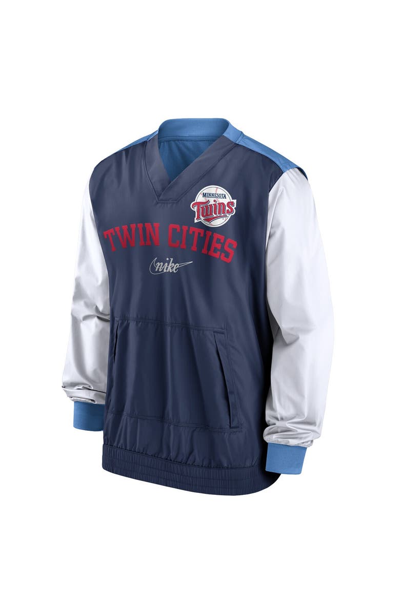 Nike Men's Nike White/Light Blue Minnesota Twins Rewind Warmup V-Neck Pullover Jacket, Alternate, color, White