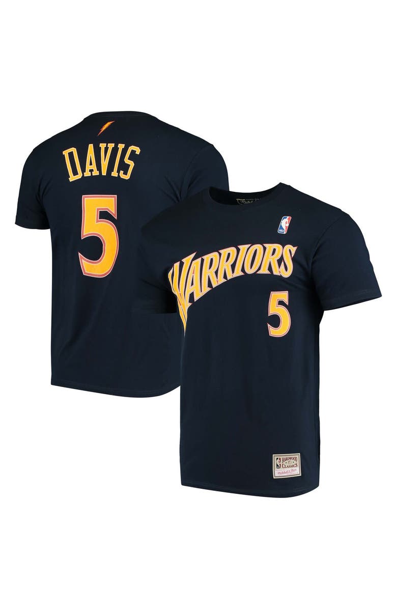 Mitchell & Ness Men's Mitchell & Ness Baron Davis Navy Golden State Warriors Hardwood Classics Stitch Name & Number T-Shirt, Main, color, Navy