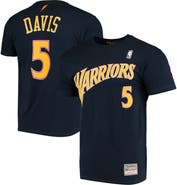 Mitchell & Ness Men's Mitchell & Ness Baron Davis Navy Golden State Warriors Hardwood Classics Stitch Name & Number T-Shirt