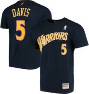Mitchell & Ness Men's Mitchell & Ness Baron Davis Navy Golden State Warriors Hardwood Classics Stitch Name & Number T-Shirt