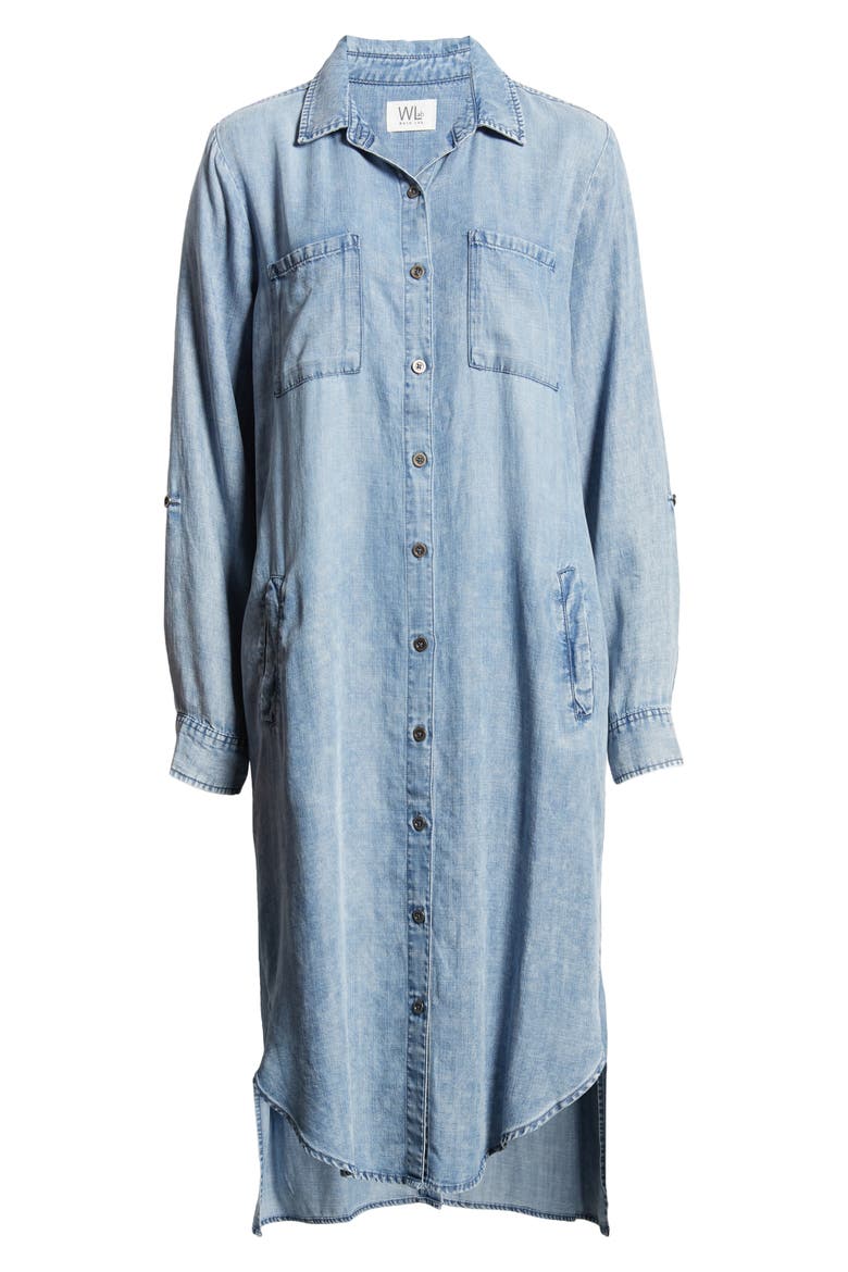 Denim Chill Out Shirtdress, Alternate, color, PLEASANT BLUE (FINISHED HEM)