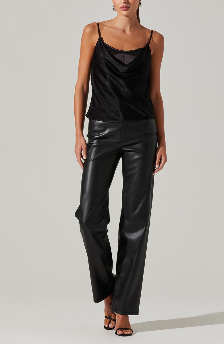 ASTR the Label Layered Cowl Neck Corset Satin Camisole, Alternate, color, 