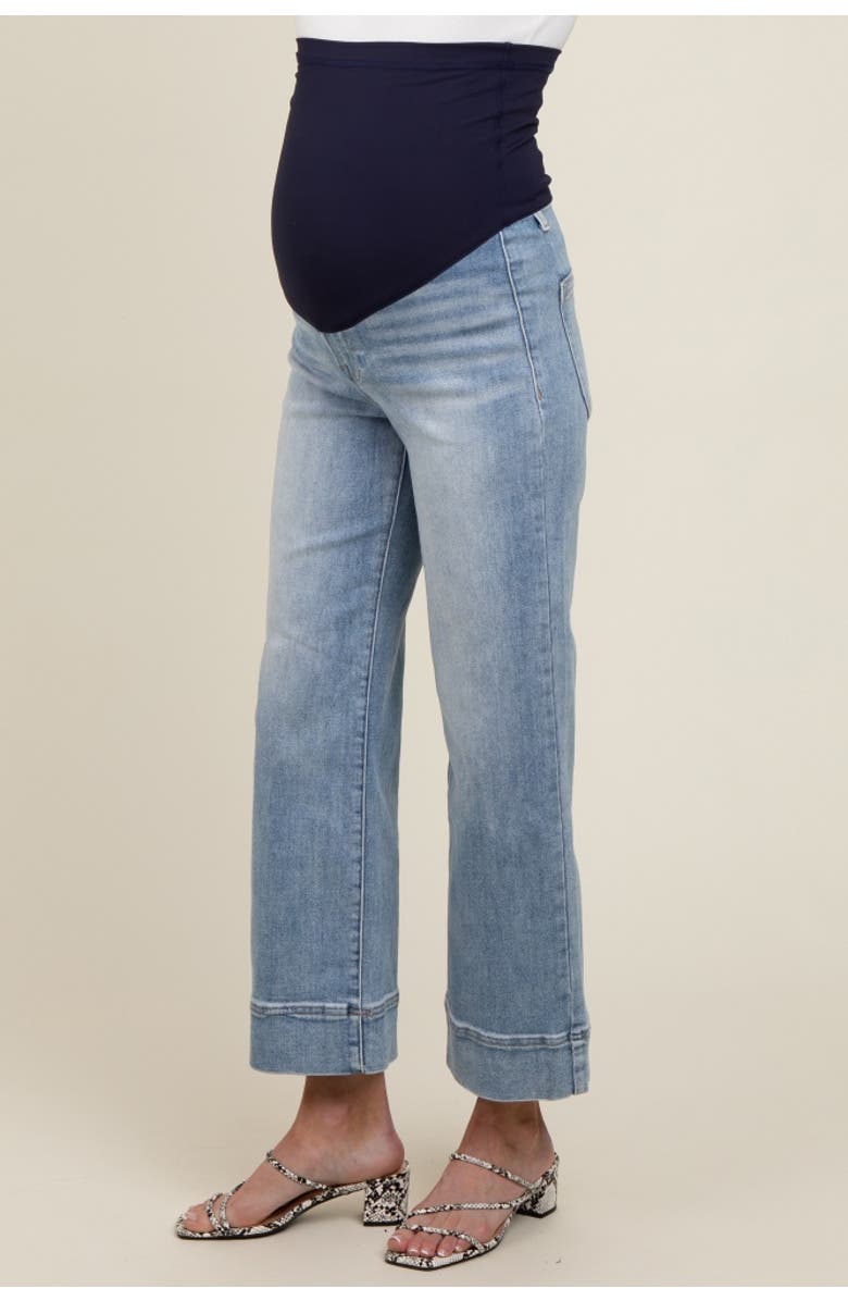 PinkBlush Cuffed Wide Leg Maternity Jeans, Alternate, color, Light Blue