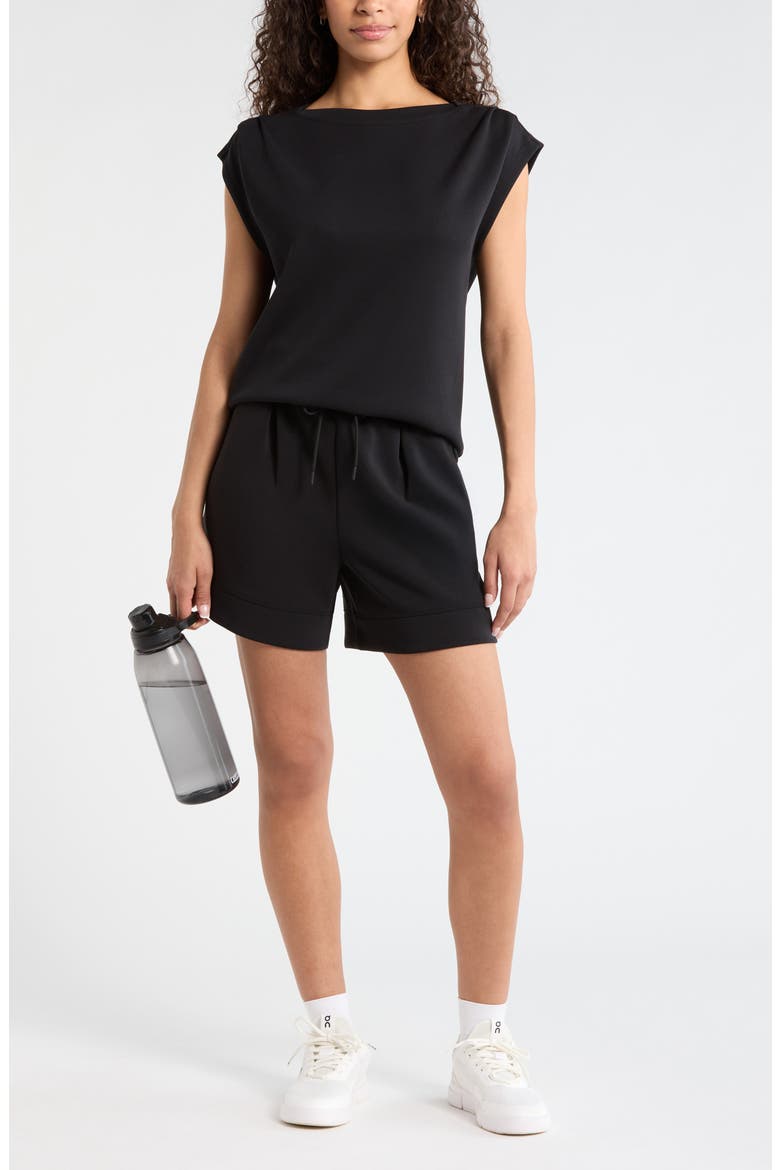 Soft Luxe Knit Gathered Shoulder Top, Alternate, color, BLACK