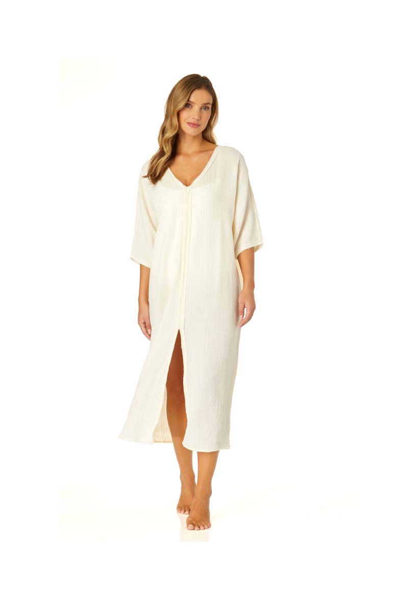 Women's Double V Neck Kaftan Cover Up, Alternate, color, Gardenia