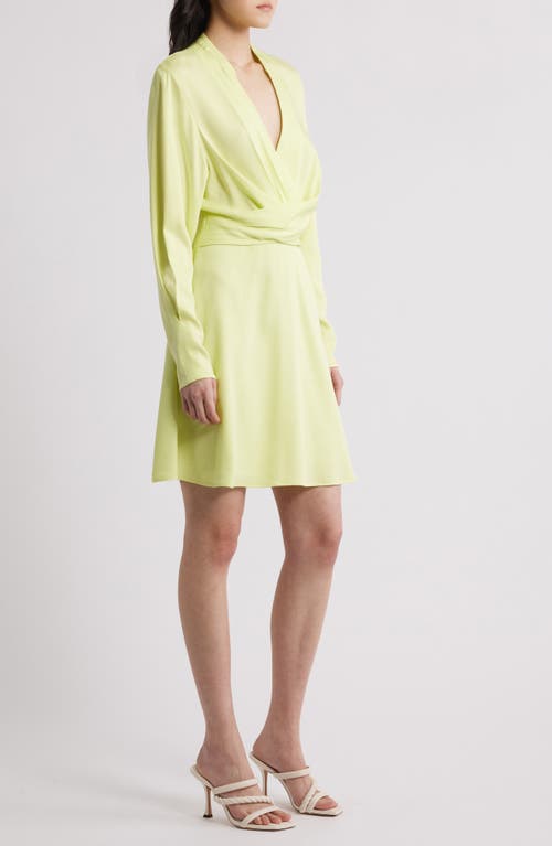 Hugo Boss Boss Dimkai Wrap Front Long Sleeve Dress In Green