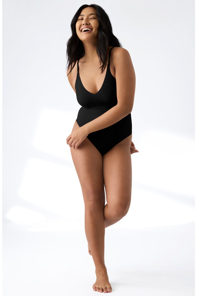 True Body Every Day Smoothing Bodysuit, Alternate, color, BLACK