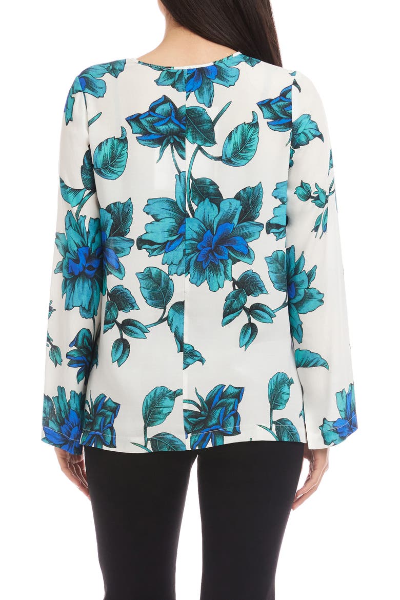Floral Tie Neck Side Slit Tunic, Alternate, color, FLORAL PRINT