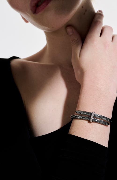 John Hardy Spear Flex Cuff, Diamonds In Dark Sterling Silver