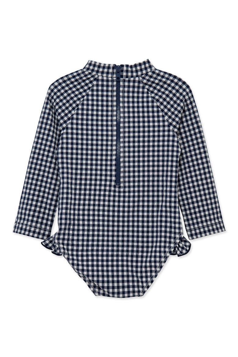 Gingham UPF 50+ One-Piece Rashguard, Alternate, color, BLUE