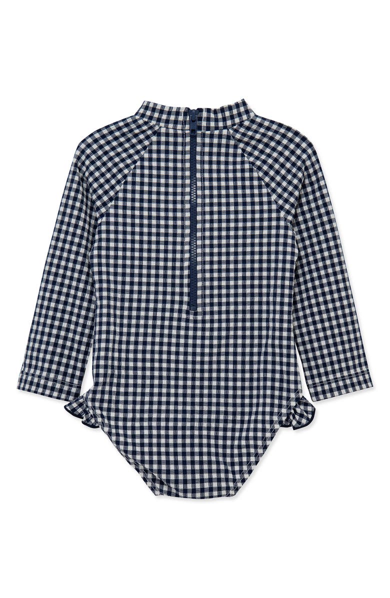 Little Me Gingham UPF 50+ One-Piece Rashguard, Alternate, color, Blue