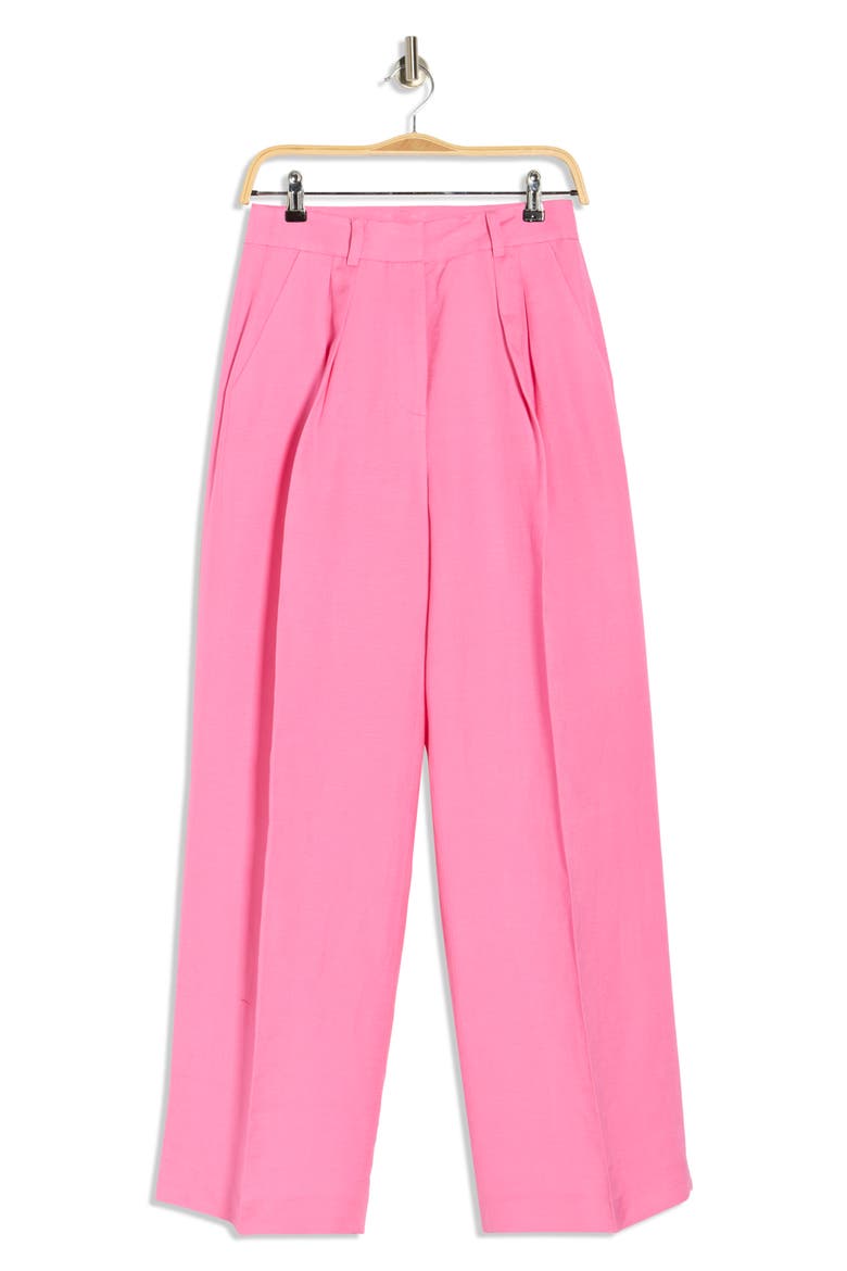 Linen Blend Wide Leg Pants, Alternate, color, POP PINK