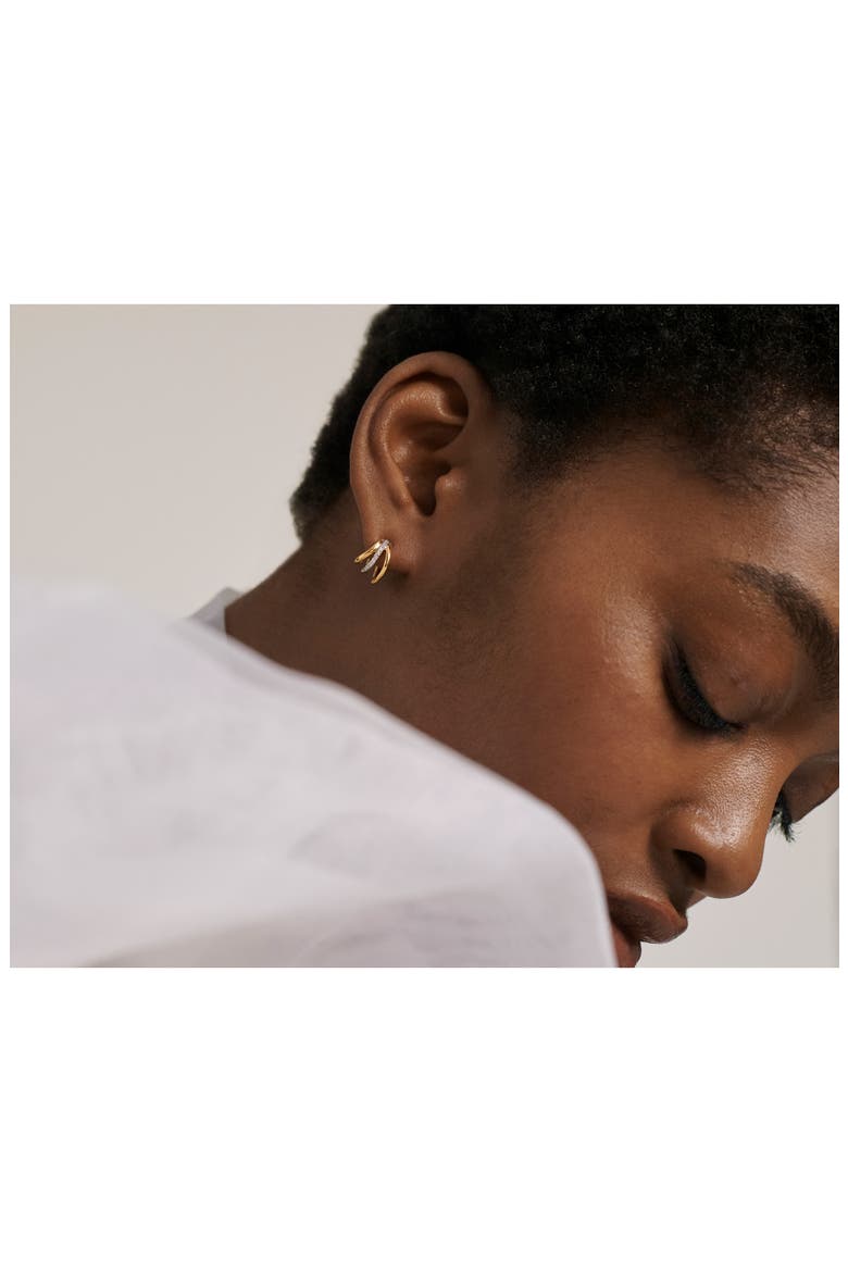 Riva Pavé Diamond Triple Wave Huggie Hoop Earrings, Alternate, color, 18CT GOLD VERMEIL ON STERLING