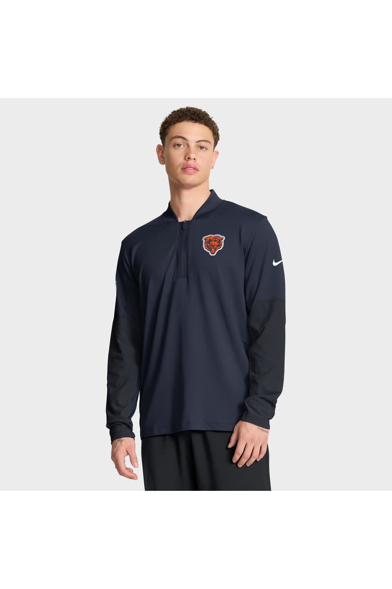 Men's Nike Navy Chicago Bears Sideline Dri-FIT Half-Zip Pullover, Main, color, Navy