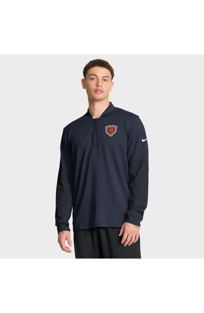 Nike Men's Nike Navy Chicago Bears Sideline Dri-FIT Half-Zip Pullover, Main, color, Navy