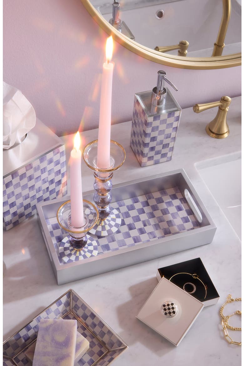 Violet Check Glass Vanity Tray, Alternate, color, VIOLET