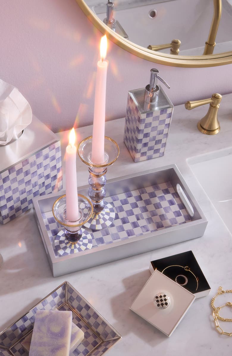 MACKENZIE CHILDS Violet Check Glass Vanity Tray, Alternate, color, Violet