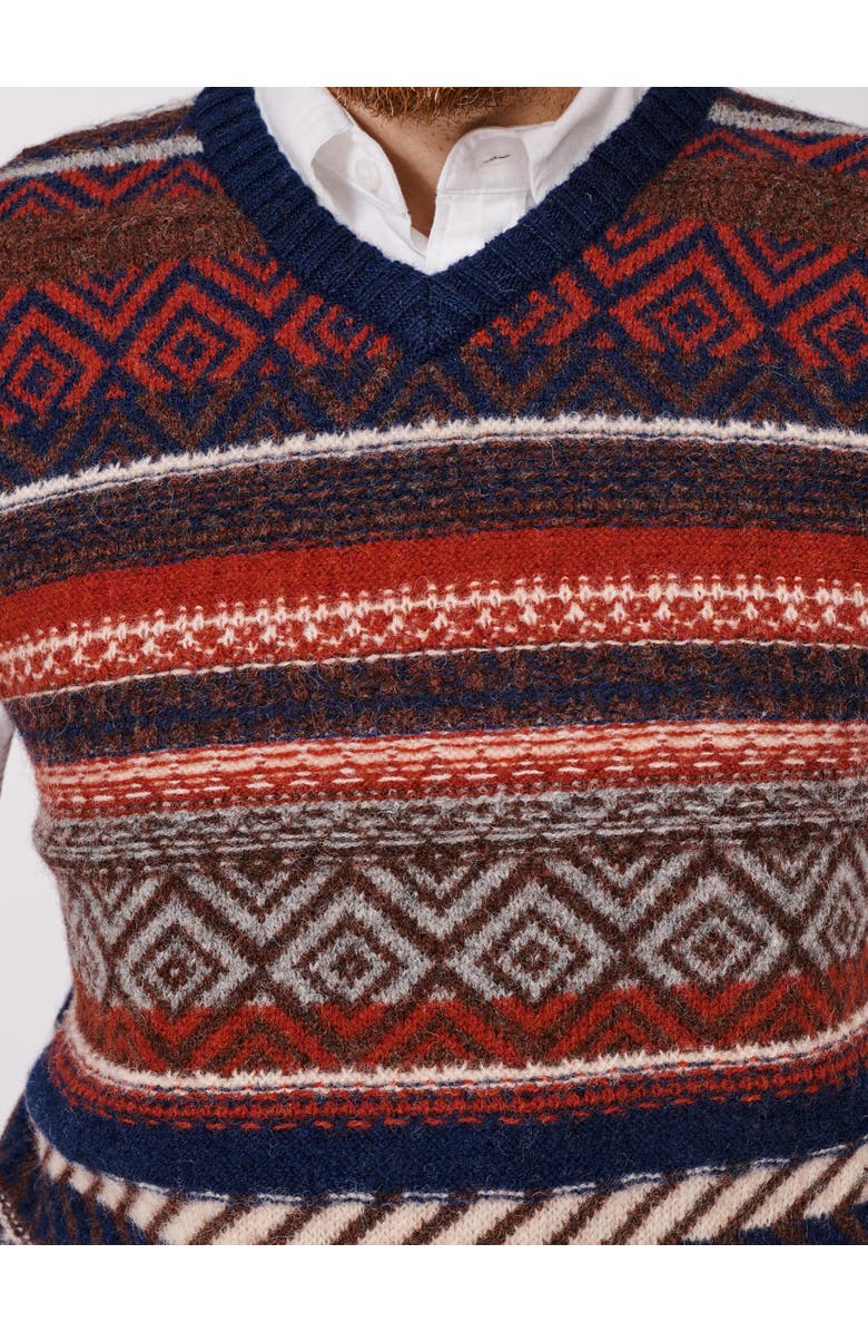 Aubin Fair Isle Slipover Wool Vest, Alternate, color, Navy/Red Mix