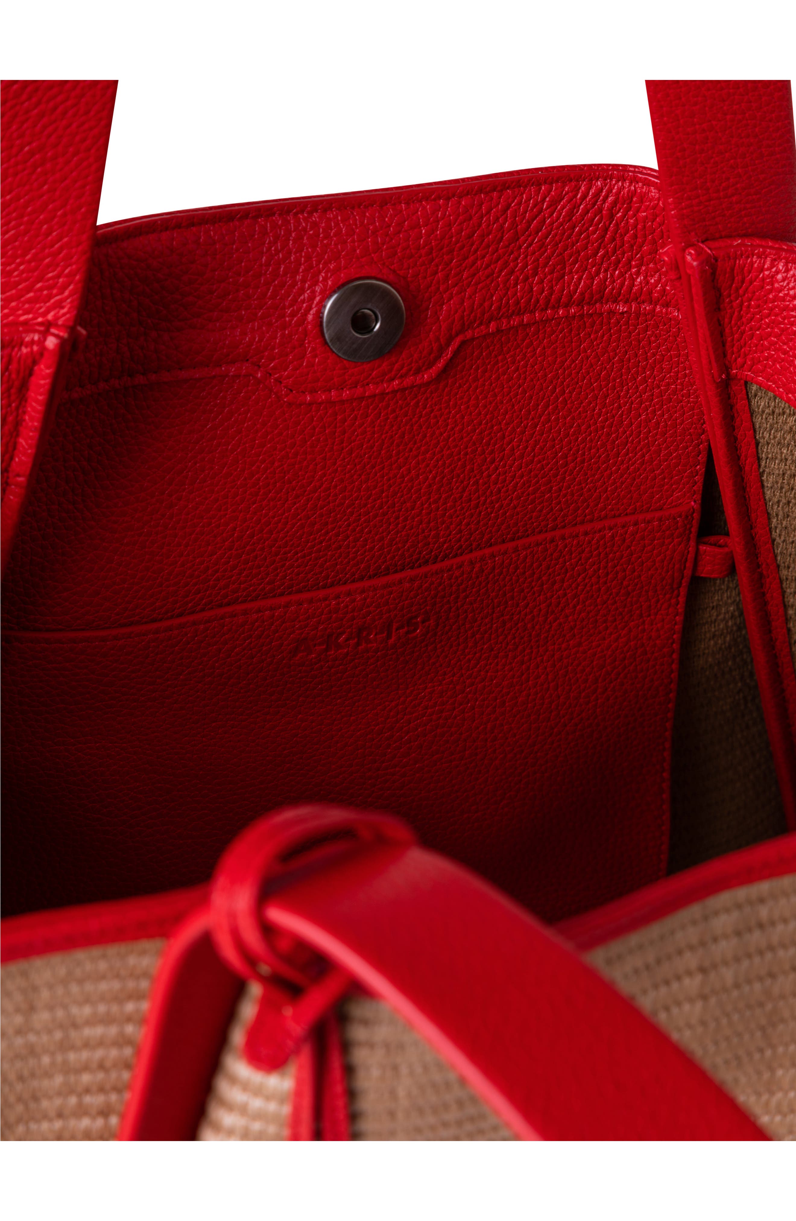 Akris Medium Alex Raffia & Leather Shopper, Alternate, color, 