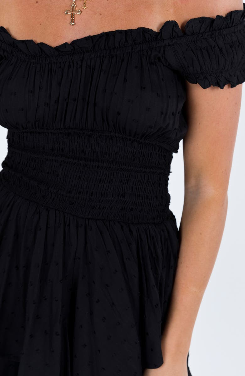 Princess Polly The Love Galore Off The Shoulder Romper, Alternate, color, Black