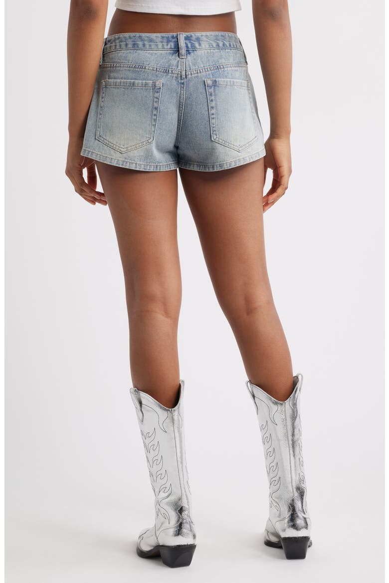 Ruby Imitation Pearl & Rhinestone Detail Denim Shorts, Alternate, color, LIGHT WASH