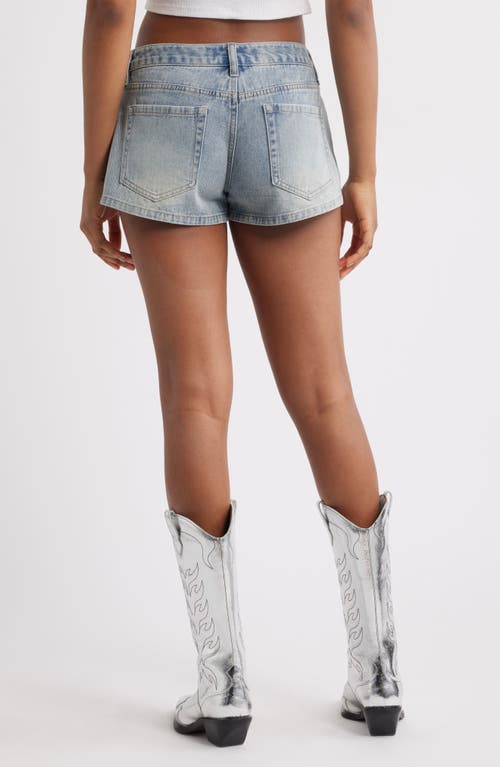 Ptcl Ruby Imitation Pearl & Rhinestone Detail Denim Shorts In Brown