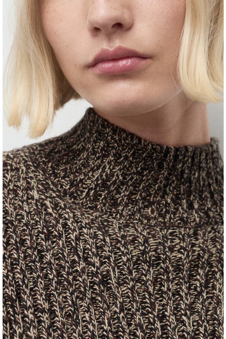 Speckled Perkins Cotton Blend Sweater, Alternate, color, CHOCOLATE