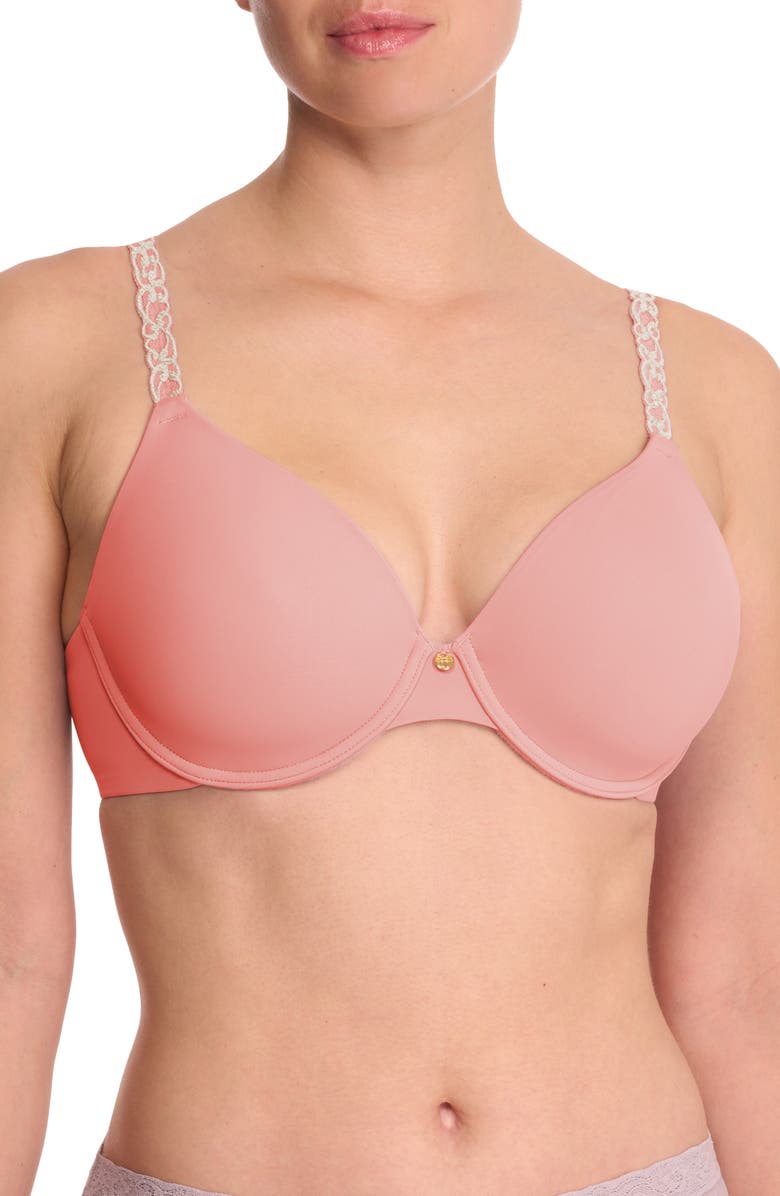 Natori Pure Luxe Underwire T-Shirt Bra, Main, color, Delicate Pink/ Warm White