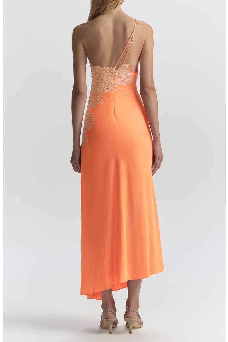 Lou Lace Trim Sleeveless Satin Maxi Dress, Alternate, color, VIVID ORANGE/ PALE BLUSH