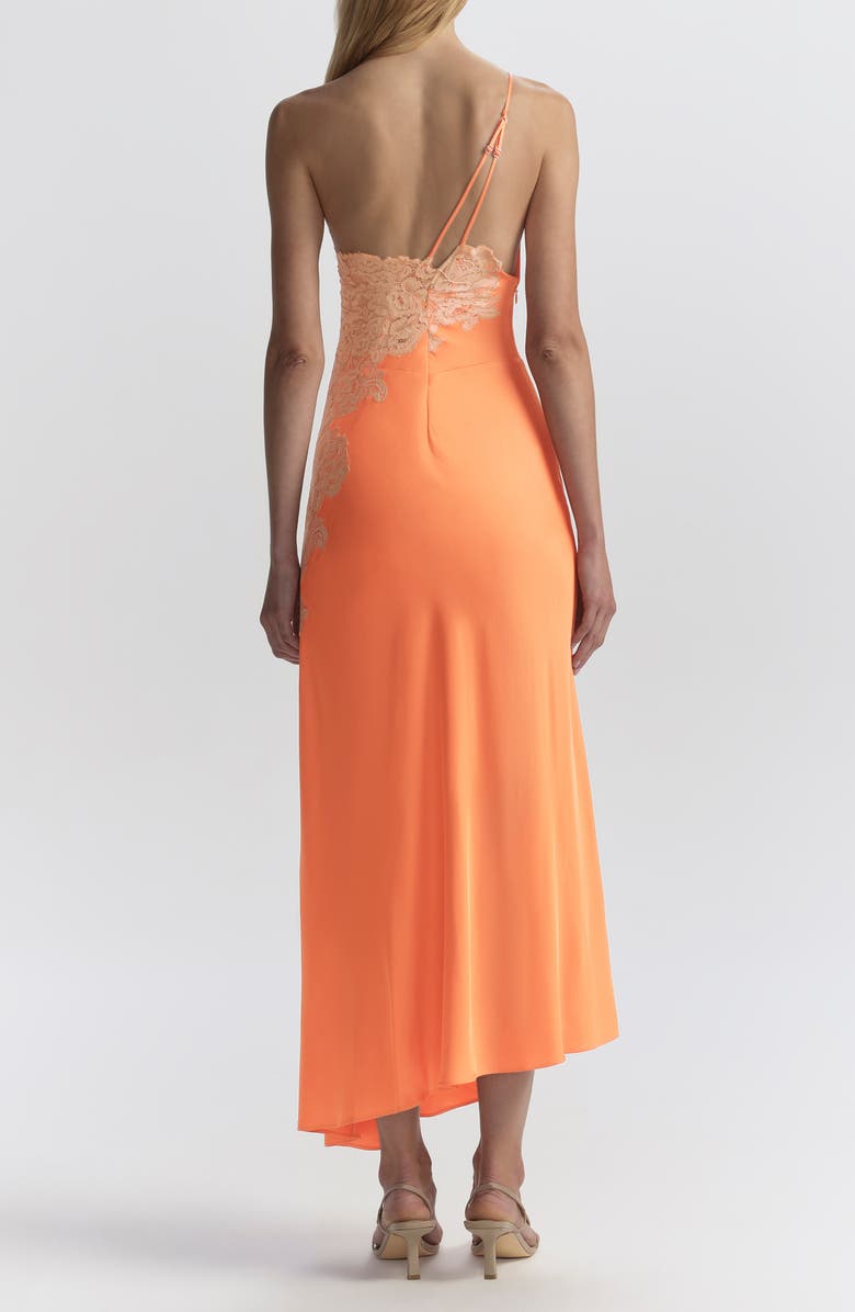A.L.C. Lou Lace Trim Sleeveless Satin Maxi Dress, Alternate, color, Vivid Orange/ Pale Blush