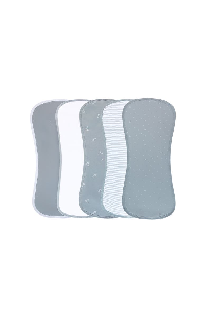 Ely's & Co. Baby Burp Cloths Reversible 5 Piece Set, Main, color, Blue Leaf